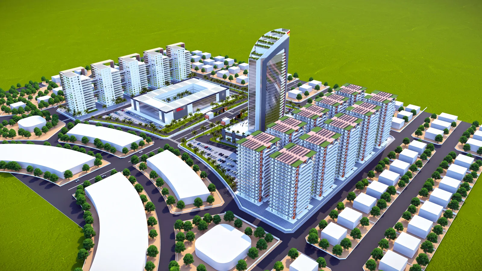 Vue d’ensemble des bâtiments et aménagements du Burkindi Business Center