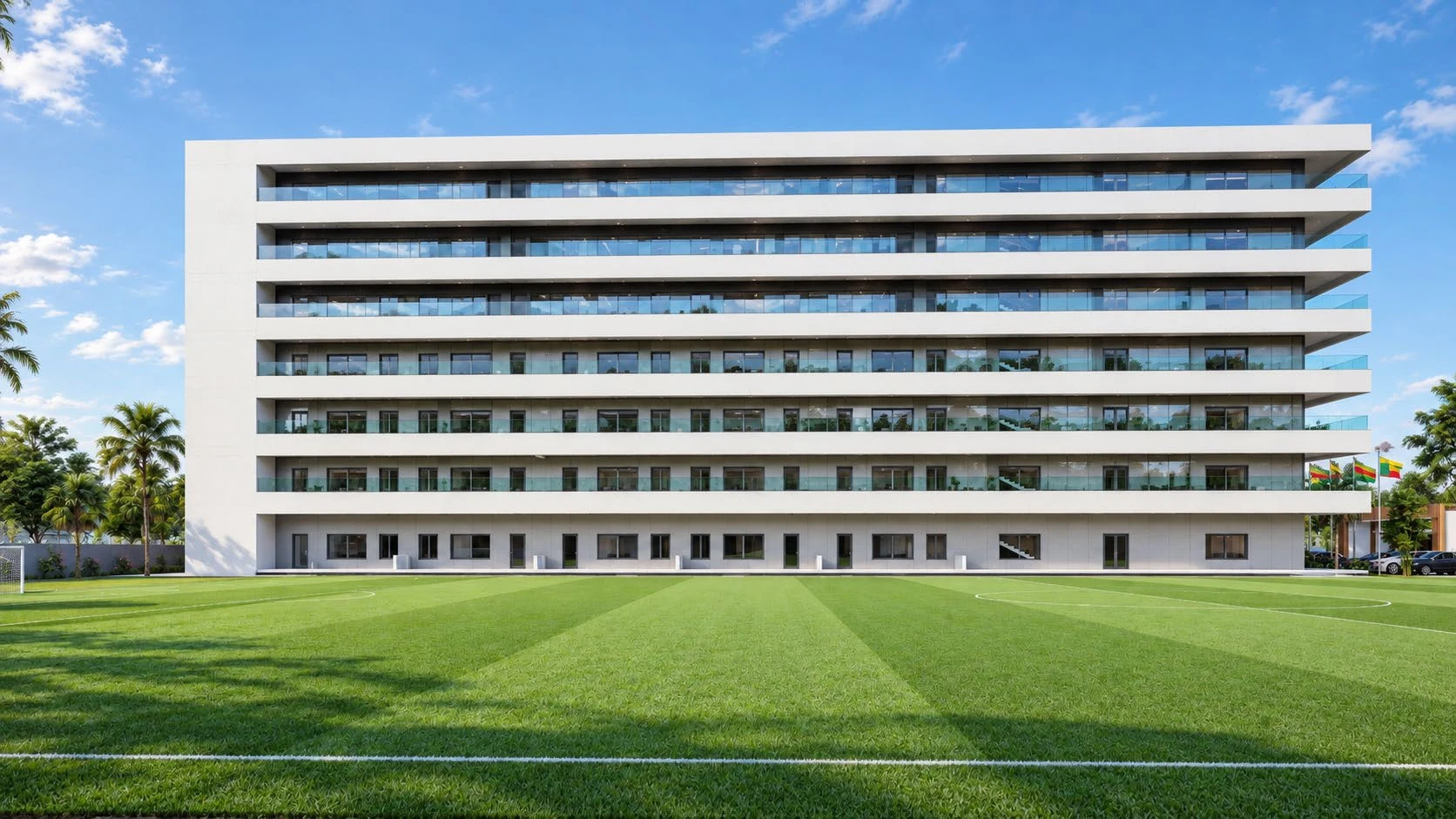 Pôle sportif — terrain de football et bâtiment UFOA-B